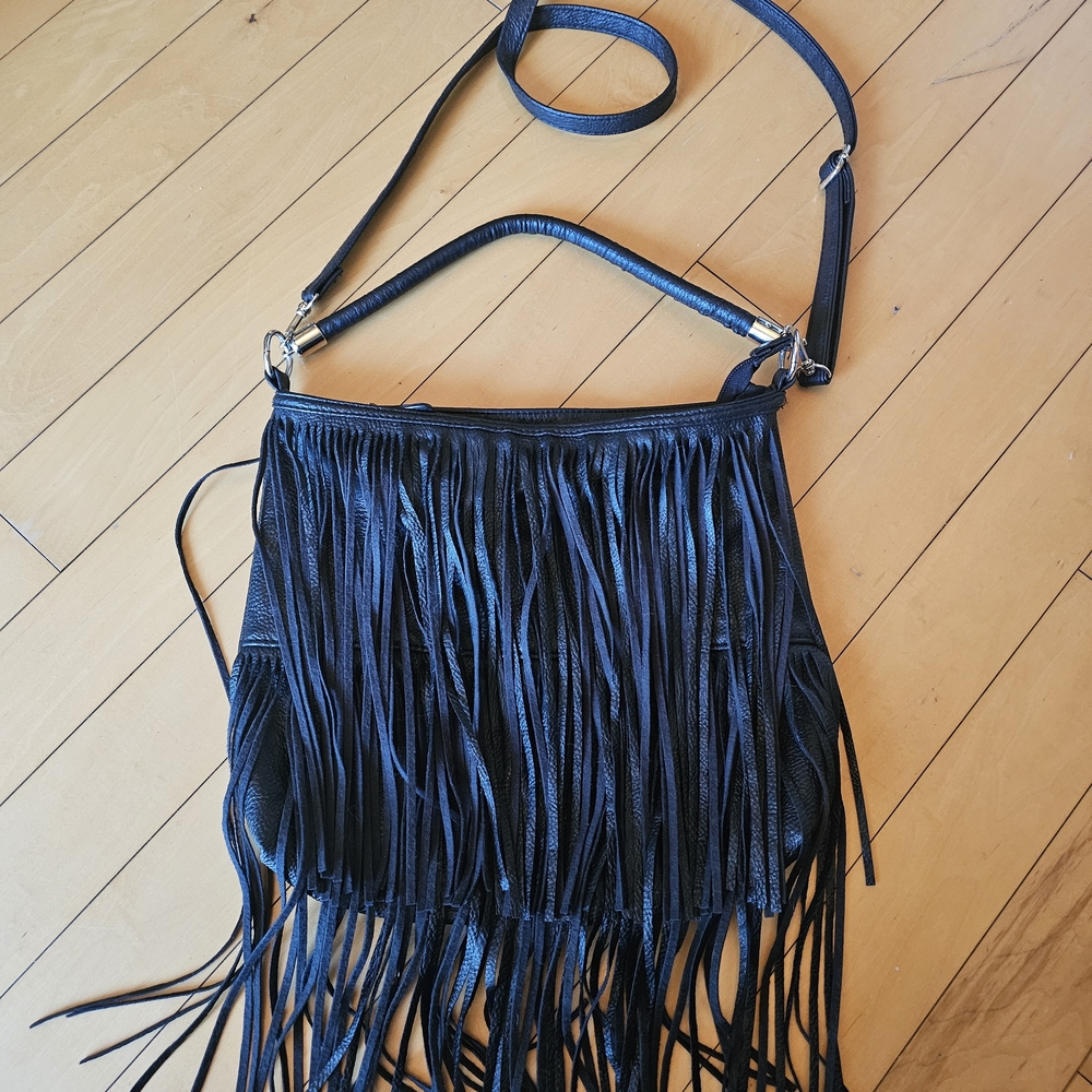 Elegant Black Fringe Crossbody Bag